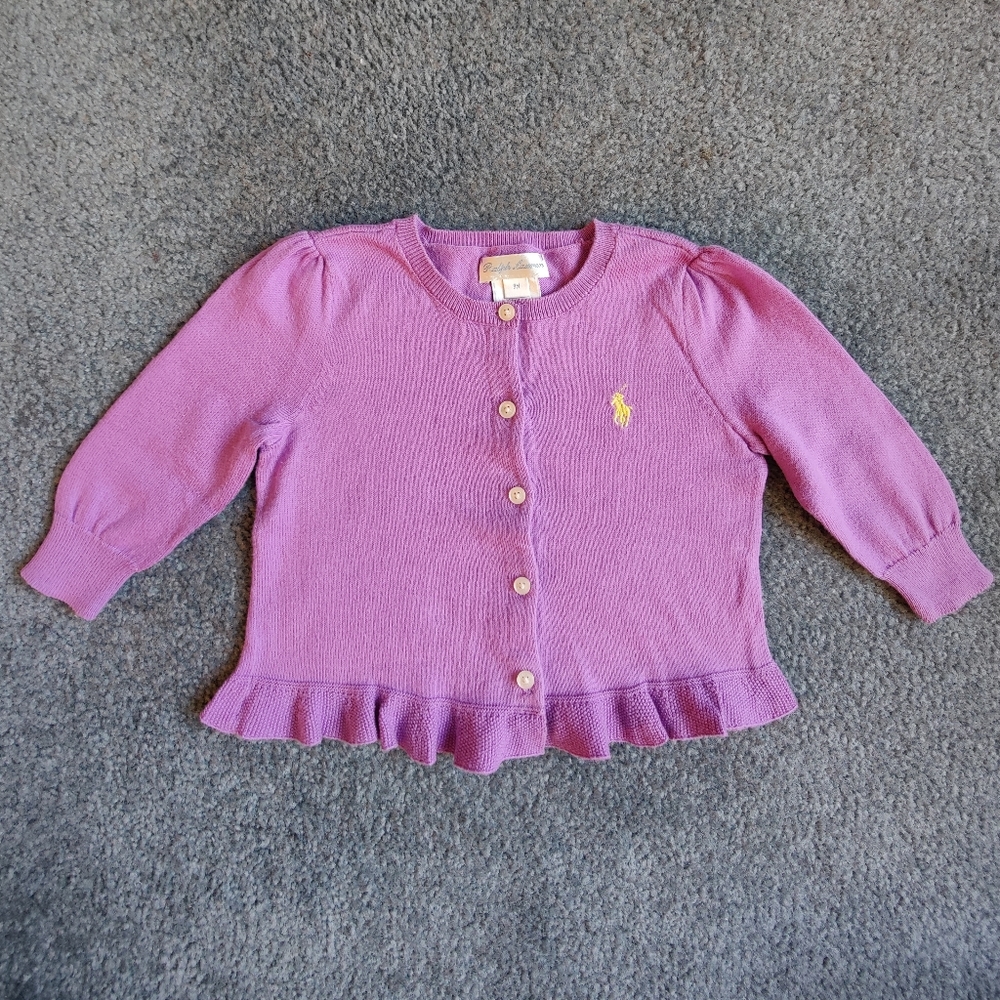 Ralph Lauren purple cotton cardigan for baby girl